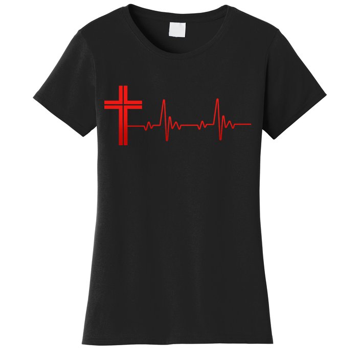 Faith Cross Heartbeat Pulse Women's T-Shirt