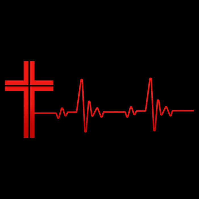 Faith Cross Heartbeat Pulse Womens T-Shirt