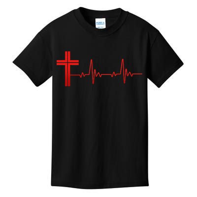 Faith Cross Heartbeat Pulse Kids T-Shirt