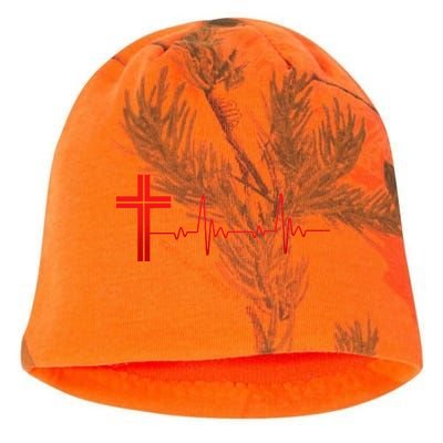 Faith Cross Heartbeat Pulse Kati - Camo Knit Beanie