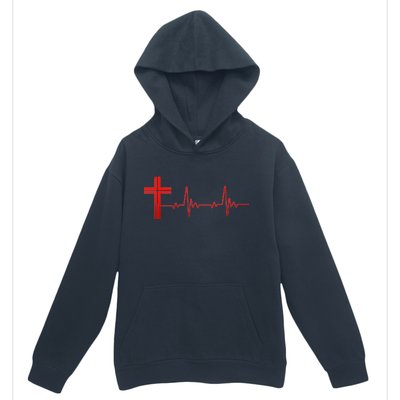 Faith Cross Heartbeat Pulse Urban Pullover Hoodie