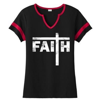 Faith Cross Logo Ladies Halftime Notch Neck Tee