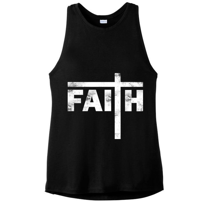 Faith Cross Logo Ladies PosiCharge Tri-Blend Wicking Tank