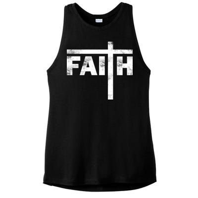 Faith Cross Logo Ladies PosiCharge Tri-Blend Wicking Tank