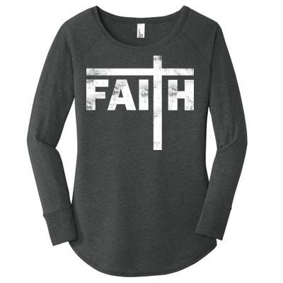 Faith Cross Logo Women's Perfect Tri Tunic Long Sleeve Shirt