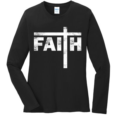 Faith Cross Logo Ladies Long Sleeve Shirt
