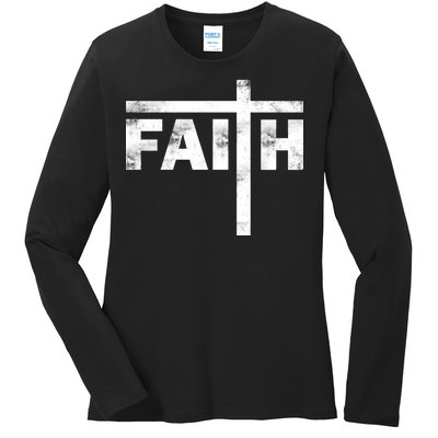 Faith Cross Logo Ladies Long Sleeve Shirt