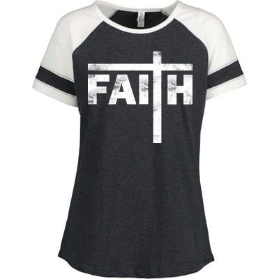 Faith Cross Logo Enza Ladies Jersey Colorblock Tee