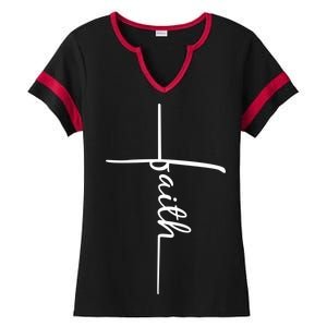 Faith Cross Symbol Ladies Halftime Notch Neck Tee