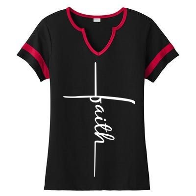 Faith Cross Symbol Ladies Halftime Notch Neck Tee