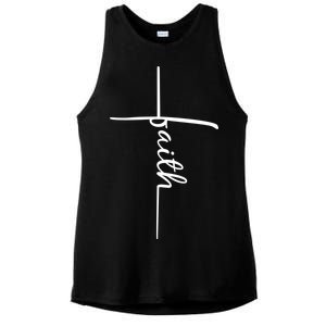 Faith Cross Symbol Ladies PosiCharge Tri-Blend Wicking Tank