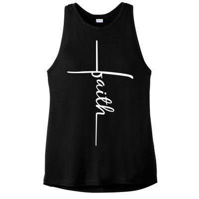 Faith Cross Symbol Ladies PosiCharge Tri-Blend Wicking Tank