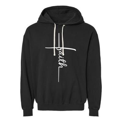 Faith Cross Symbol Garment-Dyed Fleece Hoodie