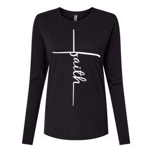 Faith Cross Symbol Womens Cotton Relaxed Long Sleeve T-Shirt