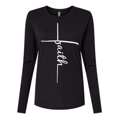 Faith Cross Symbol Womens Cotton Relaxed Long Sleeve T-Shirt