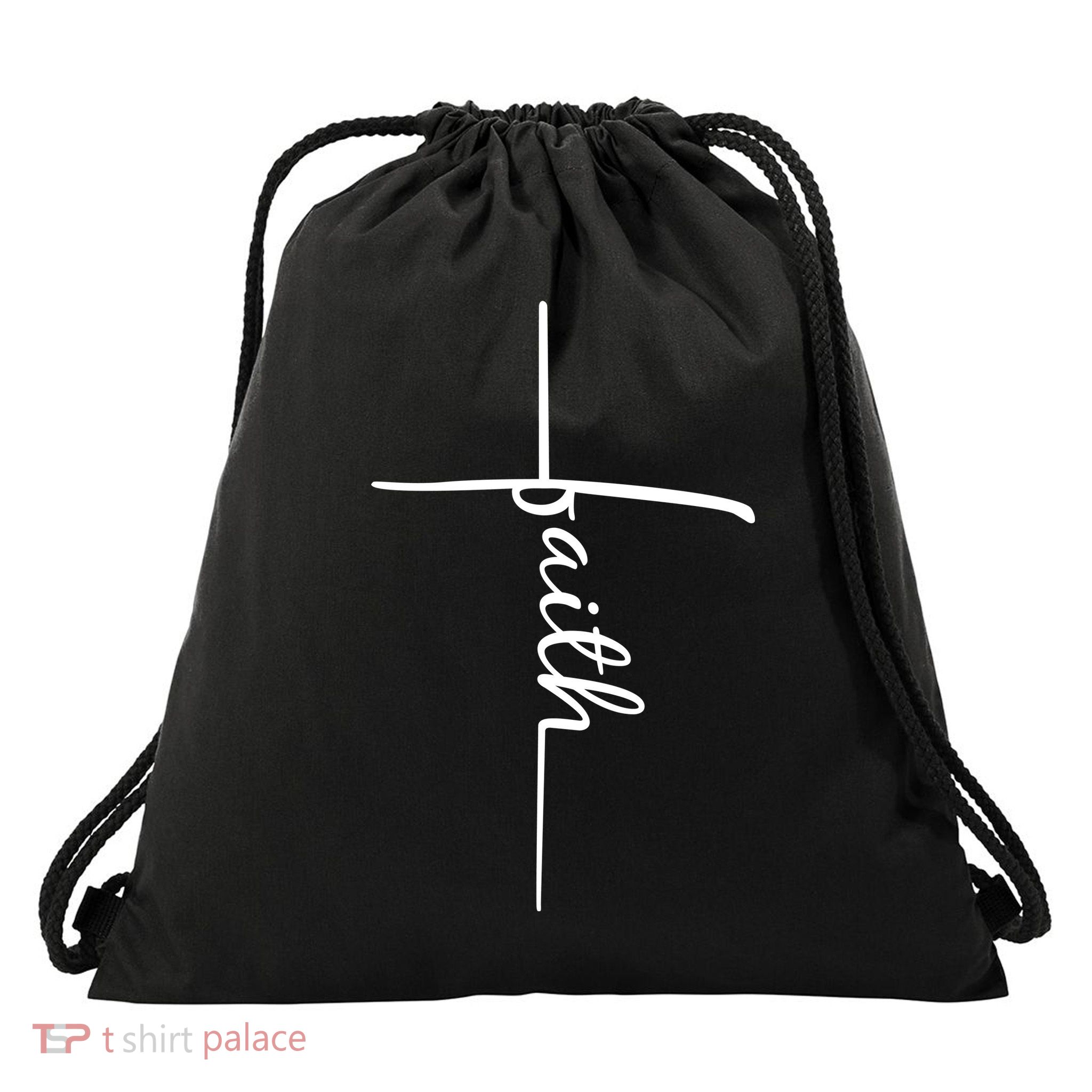 Faith Cross Symbol Drawstring Bag