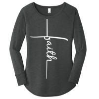 Faith Cross Symbol Women's Perfect Tri Tunic Long Sleeve Shirt