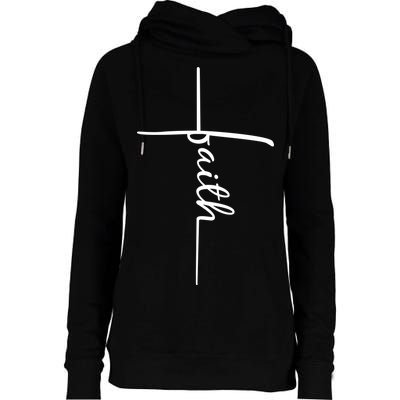 Faith Cross Symbol Womens Funnel Neck Pullover Hood