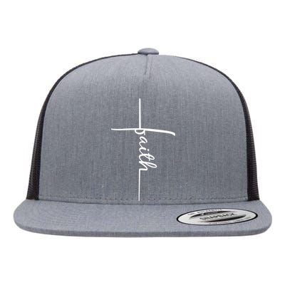 Faith Cross Symbol Flat Bill Trucker Hat