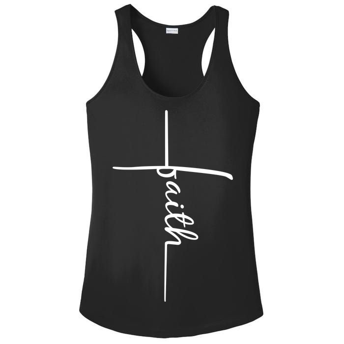 Faith Cross Symbol Ladies PosiCharge Competitor Racerback Tank