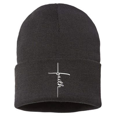 Faith Cross Symbol Sustainable Knit Beanie