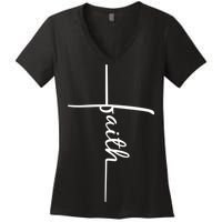 Faith Cross Symbol Women's V-Neck T-Shirt