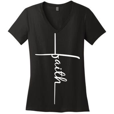 Faith Cross Symbol Women's V-Neck T-Shirt