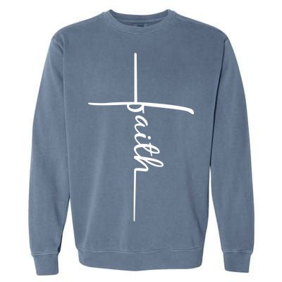 Faith Cross Symbol Garment-Dyed Sweatshirt