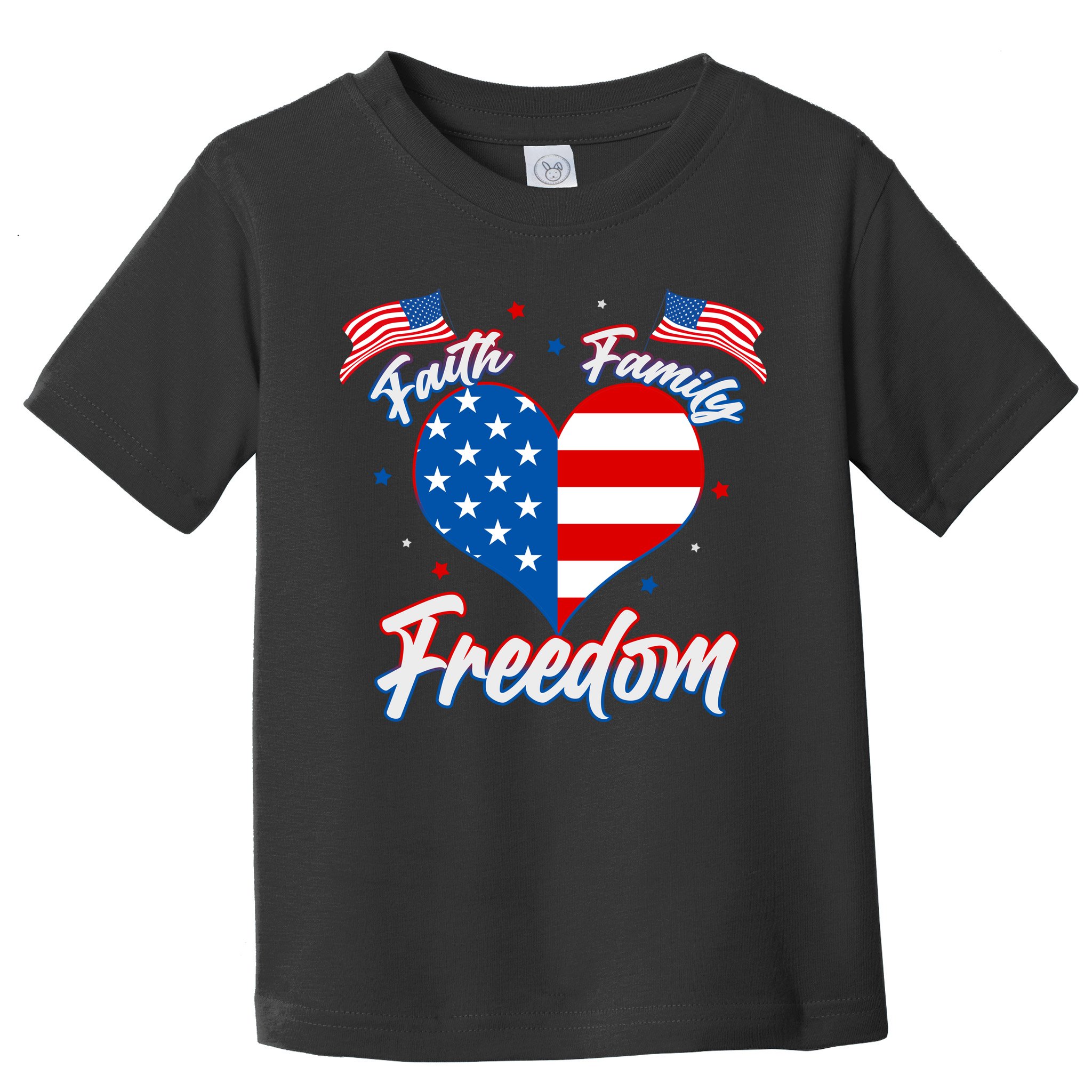 Faith Family Freedom USA American Flag Heart Toddler T-Shirt