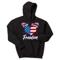 Faith Family Freedom USA American Flag Heart Kids Hoodie