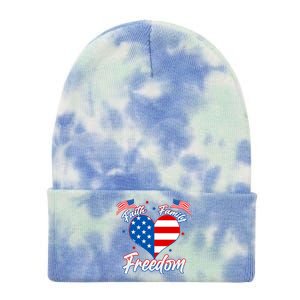 Faith Family Freedom USA American Flag Heart Tie Dye 12in Knit Beanie