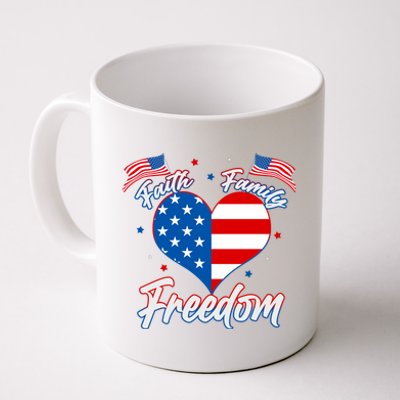 Faith Family Freedom USA American Flag Heart Coffee Mug