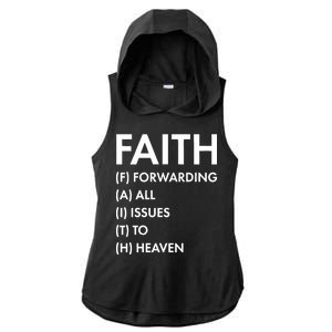 Faith Forwarding All Issues To Heaven Ladies PosiCharge Tri-Blend Wicking Draft Hoodie Tank