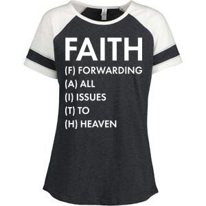 Faith Forwarding All Issues To Heaven Enza Ladies Jersey Colorblock Tee