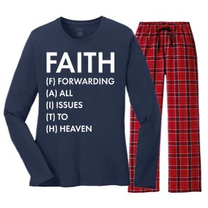 Faith Forwarding All Issues To Heaven Women's Long Sleeve Flannel Pajama Set 