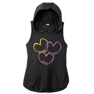 Faith Hope & Love Hearts Ladies PosiCharge Tri-Blend Wicking Draft Hoodie Tank