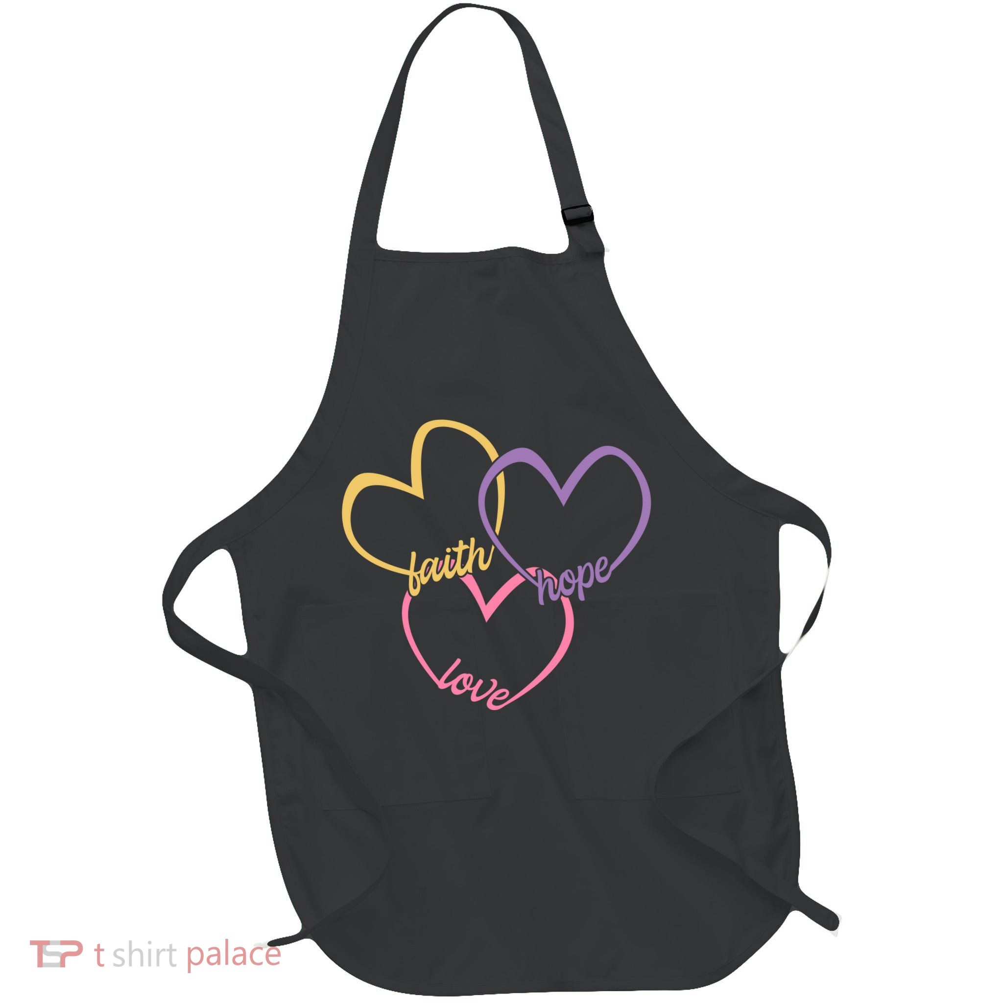 Faith Hope & Love Hearts Full-Length Apron With Pockets