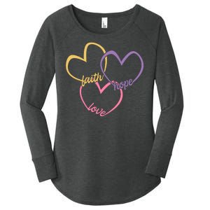 Faith Hope & Love Hearts Women's Perfect Tri Tunic Long Sleeve Shirt