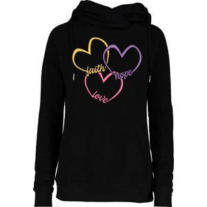 Faith Hope & Love Hearts Womens Funnel Neck Pullover Hood