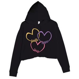 Faith Hope & Love Hearts Crop Fleece Hoodie