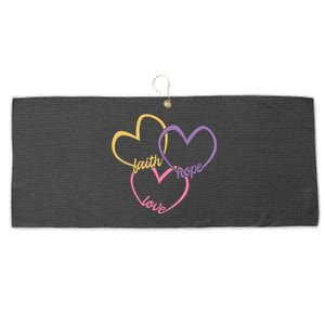 Faith Hope & Love Hearts Large Microfiber Waffle Golf Towel