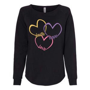 Faith Hope & Love Hearts Womens California Wash Sweatshirt