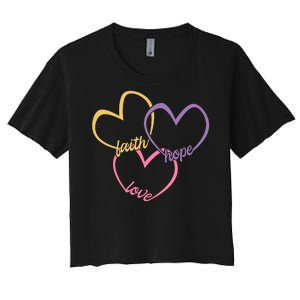 Faith Hope & Love Hearts Women's Crop Top Tee