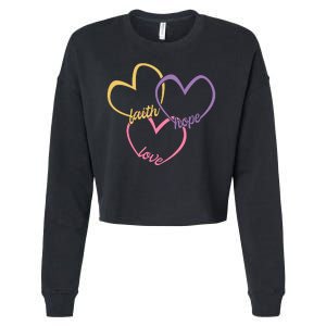 Faith Hope & Love Hearts Cropped Pullover Crew