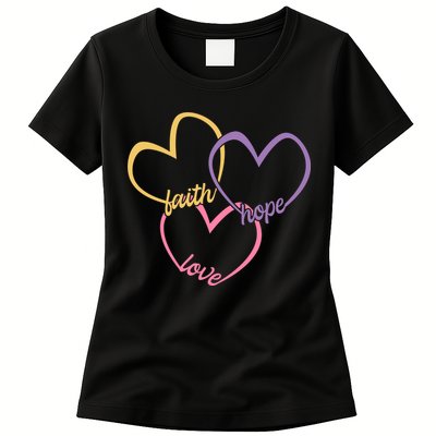 Faith Hope & Love Hearts Womens T-Shirt