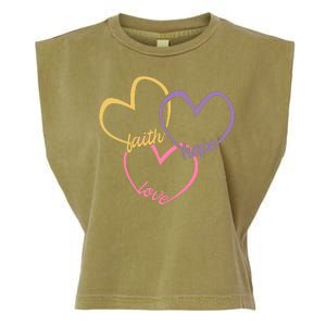 Faith Hope & Love Hearts Garment-Dyed Women's Muscle Tee