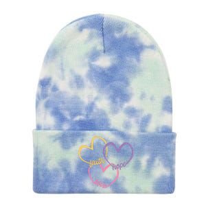 Faith Hope & Love Hearts Tie Dye 12in Knit Beanie