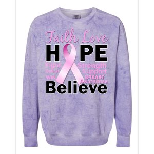 Faith Hope Breast Cancer Awareness Colorblast Crewneck Sweatshirt