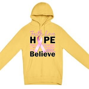 Faith Hope Breast Cancer Awareness Premium Pullover Hoodie