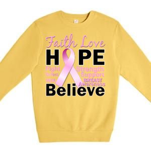 Faith Hope Breast Cancer Awareness Premium Crewneck Sweatshirt